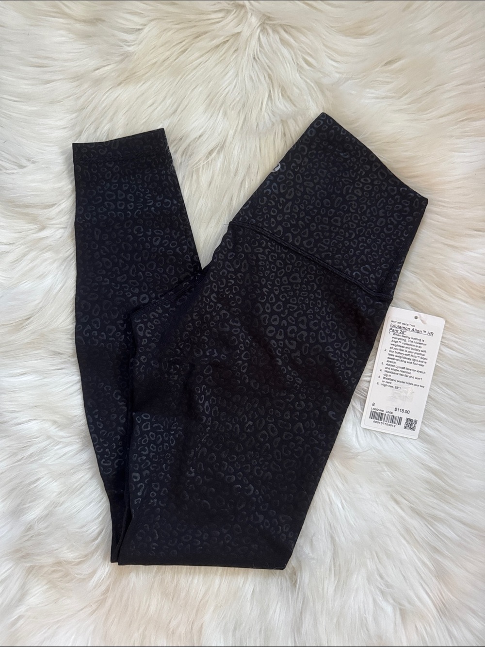 Lululemon Align High-Rise Pant 28" size 8 leggings Leopardo Shift Emboss Black